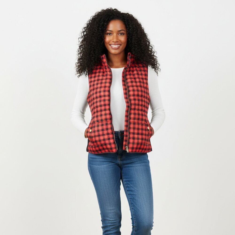 Chocolate USA Buffalo Plaid Puffer Vest